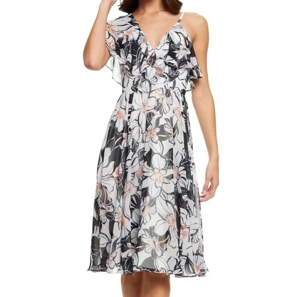 dress the population claudia Dress the Population | Dresses | Dress The Population Dress Small Claudia  Floral Asymmetrical Black Honey New